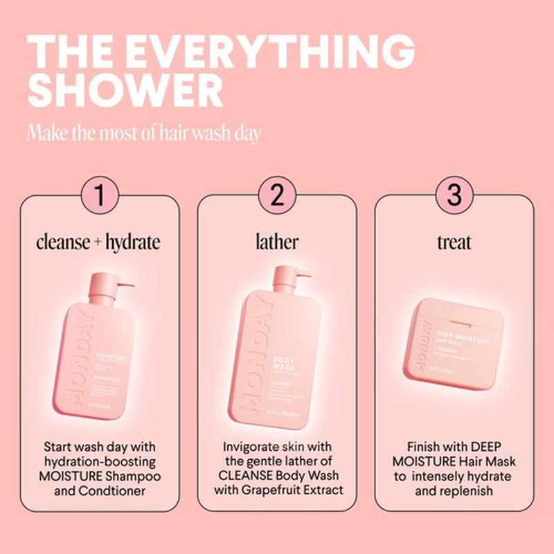 MONDAY HAIRCARE CLEANSE Body Wash with Grapefruit Extract, Hyaluronic Acid, Shea Butter, Coconut Oil for Normal to Oily/Combination Skin 900 mL (Dual Pack)