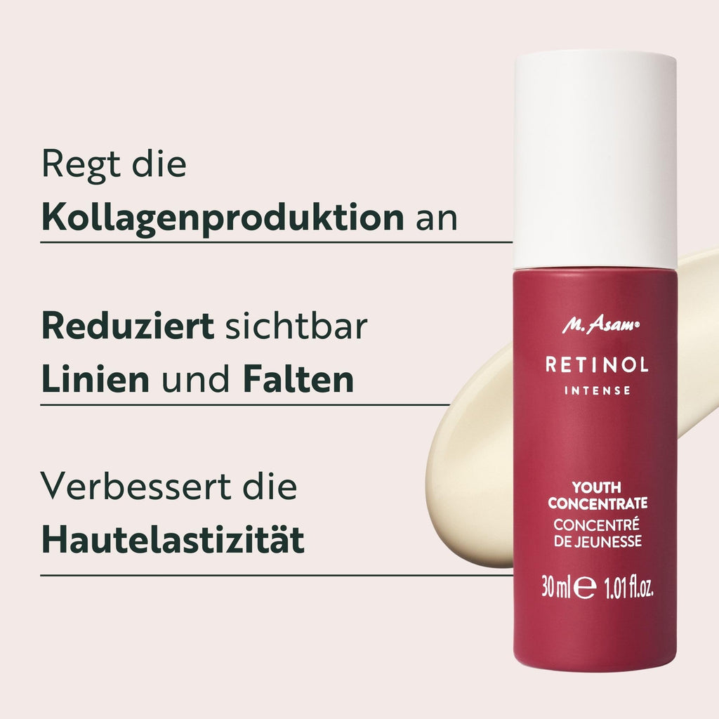 M. Asam RETINOL INTENSE Youth Concentrate (30ml) - firming care serum for effective wrinkle smoothing & refined skin texture, facial serum with retinol, jojoba oil & panthenol, vegan facial care