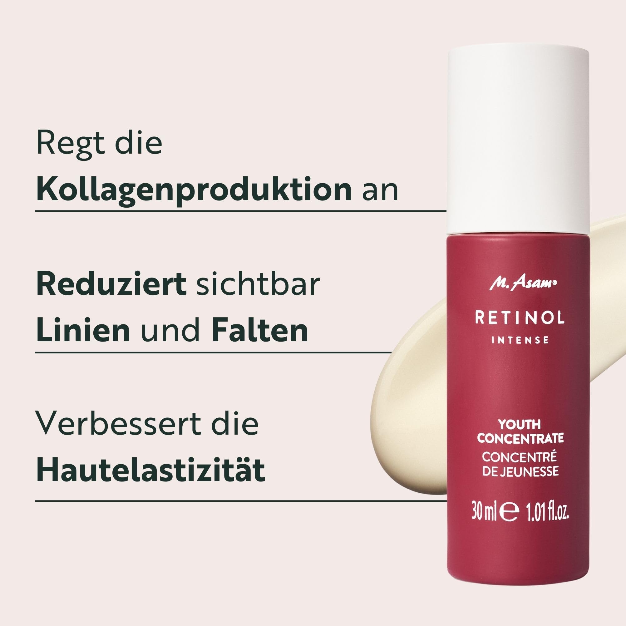 M. Asam RETINOL INTENSE Youth Concentrate (30ml) - firming care serum for effective wrinkle smoothing & refined skin texture, facial serum with retinol, jojoba oil & panthenol, vegan facial care