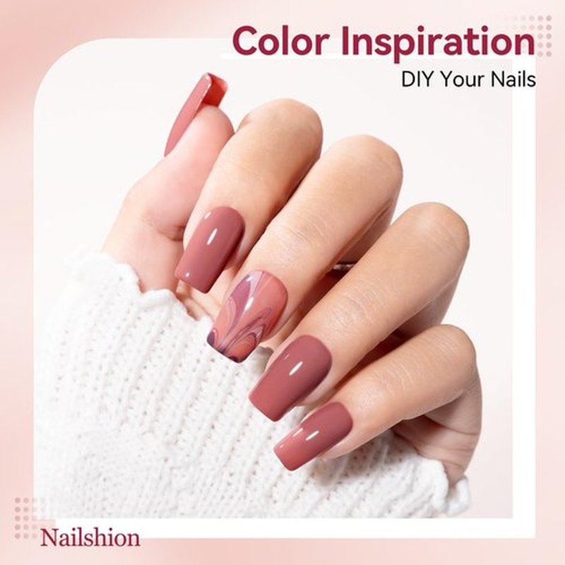 Nailshion Nude Grays Nail Polish Set, 6 Colors Nude Pink Brown Red Dusty Rose Nail Polishes Neutral Color for All Seasons, Fast Air Dry Nail Art DIY at Home Manicure Gift for Women Girls