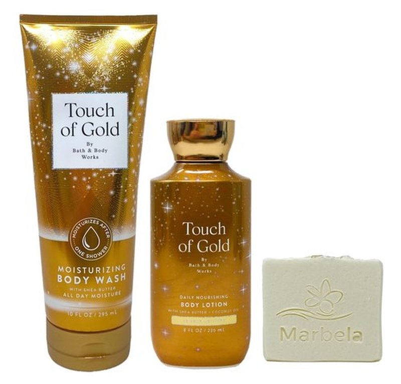 Bath & Body Works Touch of Gold Body Wash & Lotion Duo Set | Moisturizing with Natural Oats Bar Soap - Full Size