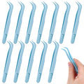 Zelphvt 12 Pcs Precision Plastic Tweezers for Crafts 4.5 Inch Sticker Tweezers Craft Tweezer Bulk Reptile Tweezer for DIY Jewelry Making, Crafts, Baking Decoration Blue