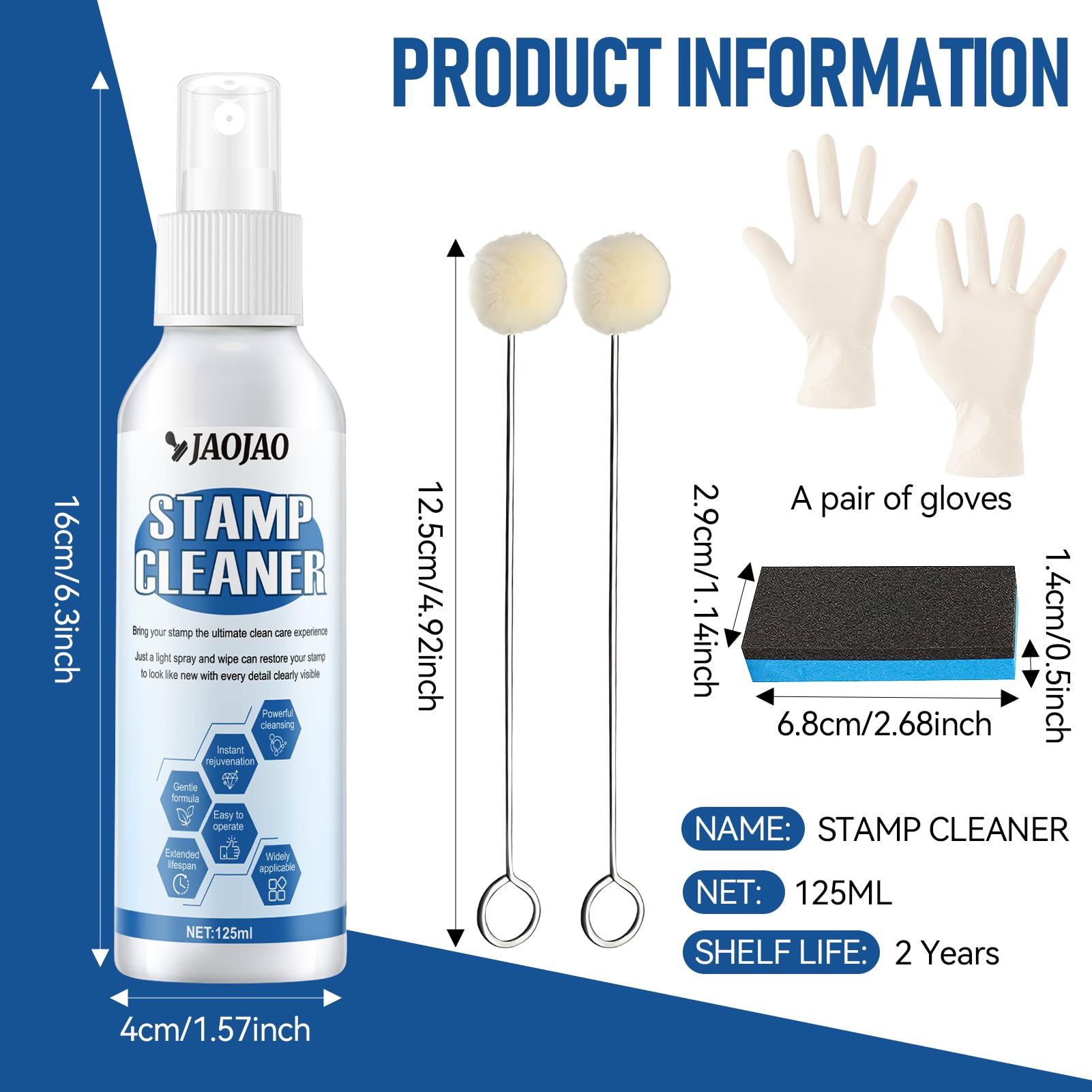 JAOJAO Professional Stamp Cleaner Kit - 4.4oz Deep Cleaning Solution