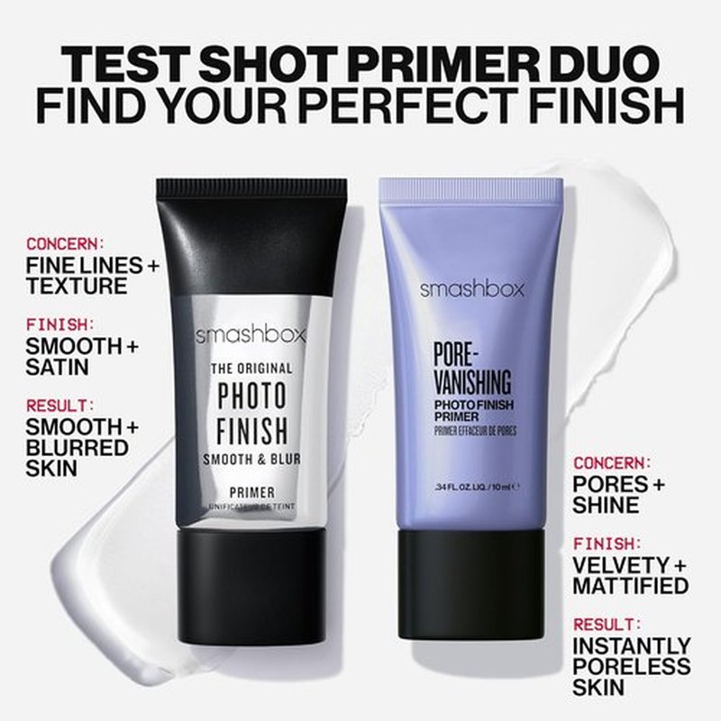 Smashbox Test Shot Primer Duo - Travel Size OG & Pore Vanishing Primer Gift Set | Smooths & Blurs Fine Lines