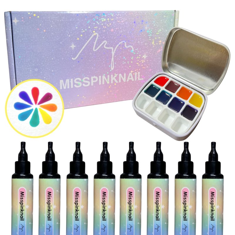 YJMyujimi Translucent jelly Gel T001-008 5g each 8colours DIY at home nail arts summer designs small case with 12 divisions black tube storage