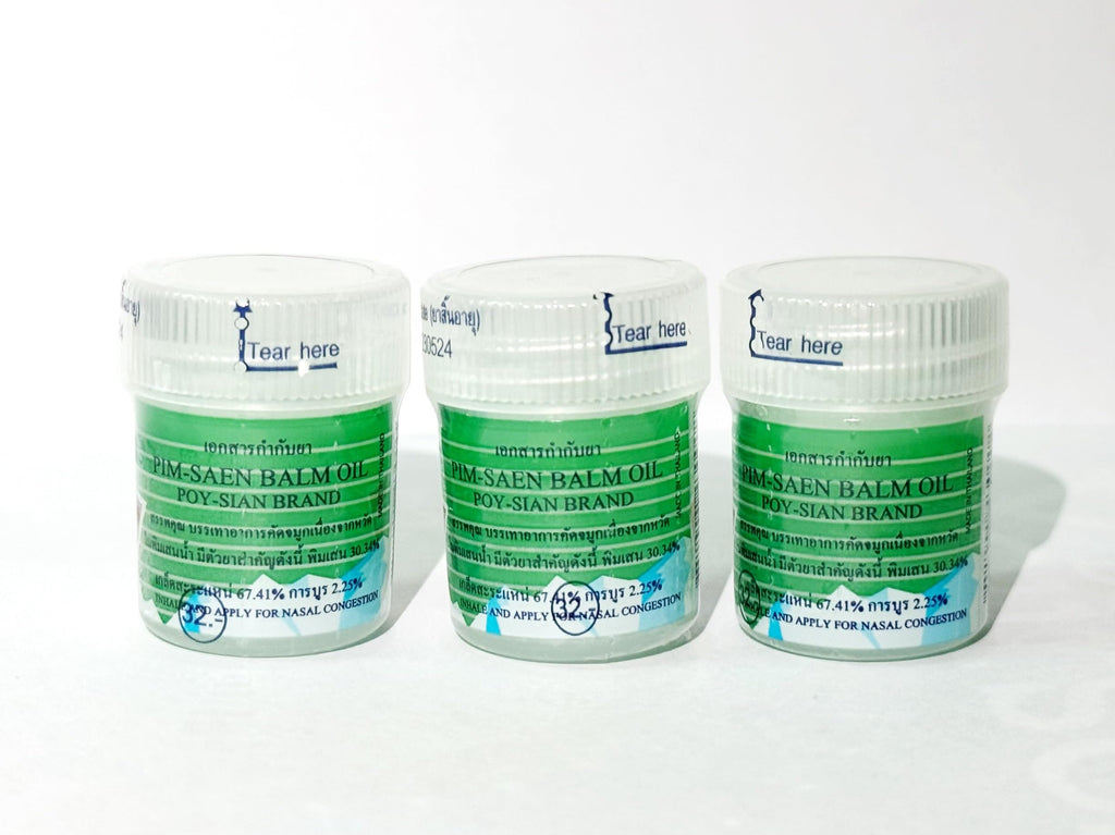 POY-SIAN Thai Pim-Saen Cotton Nasal Inhaler 8 ml (Pack of 3)