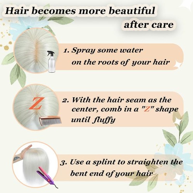 OOPPOO Hair Toppers for Women Real Human Hair, 360° 3D Cover Toppers Hairpieces for Women with Thinning Crown Wispy Clip in Bangs Realistic Scalp Hairline (Black, Wispy Bangs)