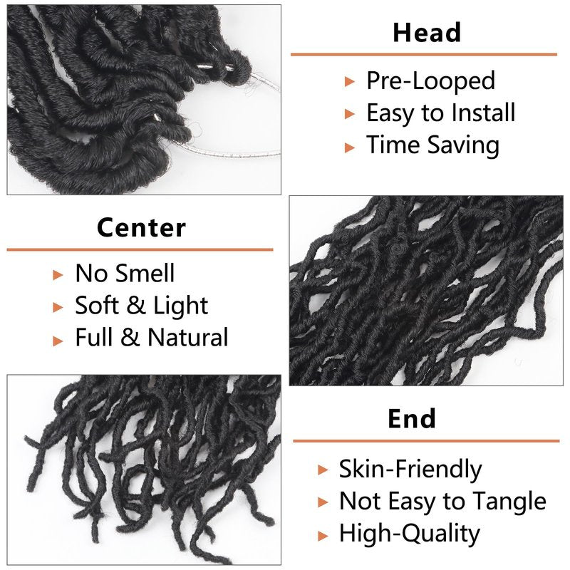 Vemet Soft Locs 30 Inch Synthetic 8 Packs Faux Locs Pre Looped Curly Wavy Crochet Hair For Black Women Hair Extensions 1B