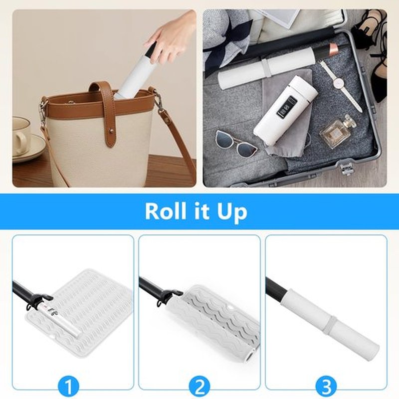 Quccefods Heat Resistant Mat Oversize Curling Iron Mat Silicone Hot Hair Tools Mat for Hair Straightener,Flat Irons,Hair Styling Tools Countertop protection Portable Travel Mat 14.2" x 11"