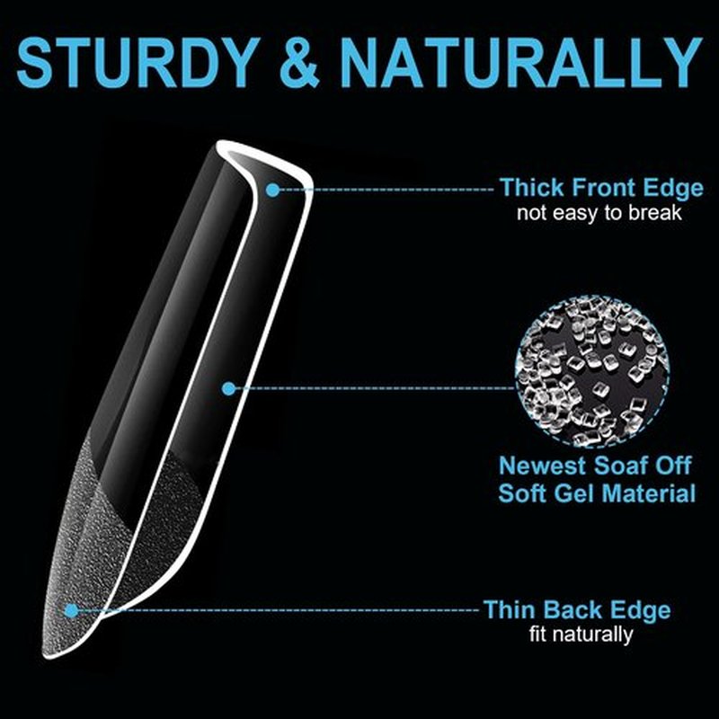 BlueZOO Medium Square Gel Nail Tips 600Pcs 12 Sizes Kit, Tapered Pre-etching Square Press On Nails for Extension Manicure Easy DIY Art Home Salon Supplies Full Cover Half Matte Acrylic Nails Tip Women