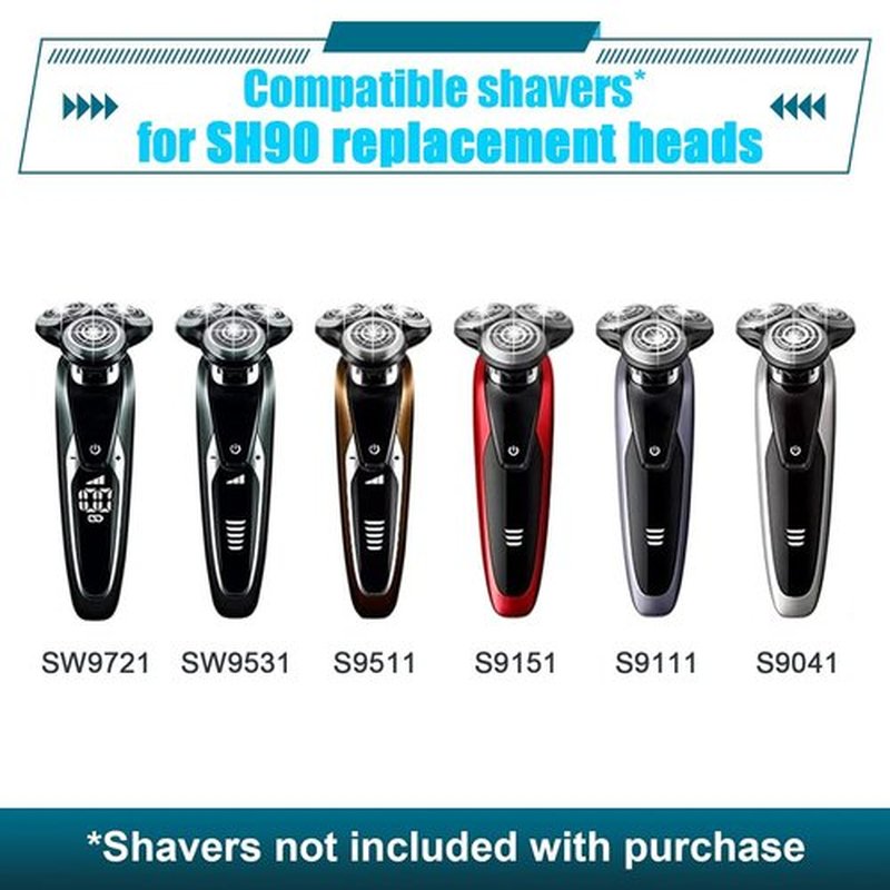 Philips Norelco SH90 Replacement Heads - Upgraded Double Blades for Series 9000/8000 | 9 Pack