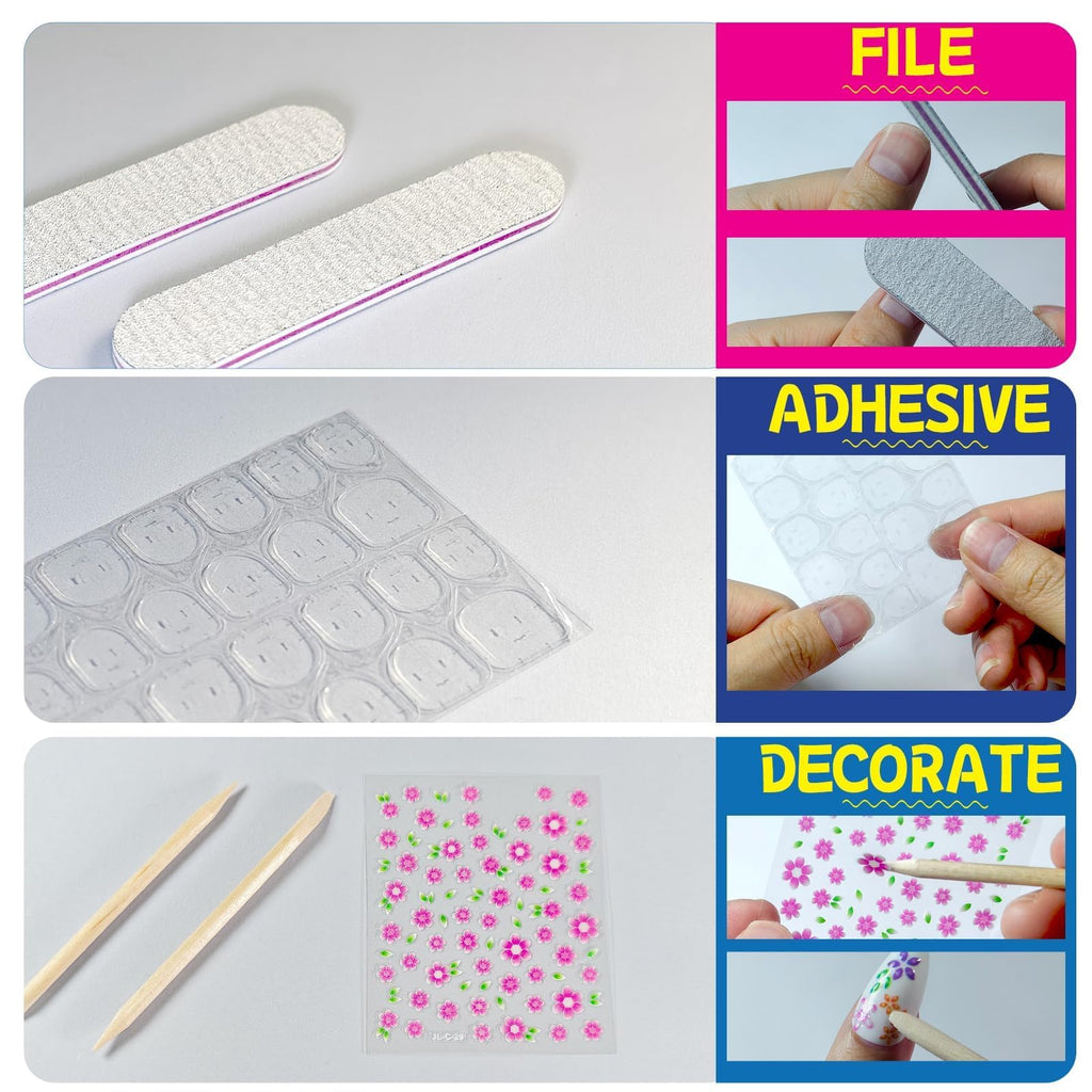 whisrvival 576 Pcs Medium Coffin Press on Nails, 24 Colors Glossy False Nails Full Cover Fake Nail Tips with 5 Nail Stands & 30 Nail Stickers for DIY Nail Art Practice & Daily Wear