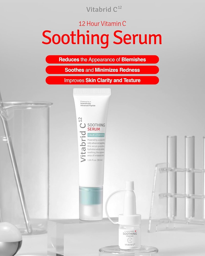 VITABRID C12 Soothing Vitamin C Serum for Acne-Prone Skin - Reduces Redness & Pores | 1.01 fl. oz.