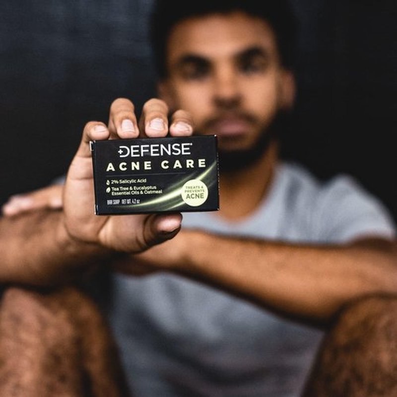 Defense Acne Care Bar Soap 4.2oz | contains 2% Salicylic Acid, Tea Tree & Eucalyptus Essential Oils & Oatmeal (Pack of 5)