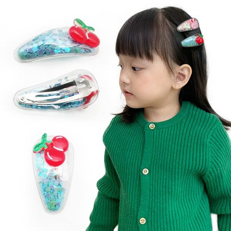 Sparkle Hair Clips for Girls by TANLOMY Transparent Fruit Hairpins, Snap Hair Clips with Glitter Sequins Inside, a Kid and Toddlers Pleaser as Gifts Shining Hair Accessories