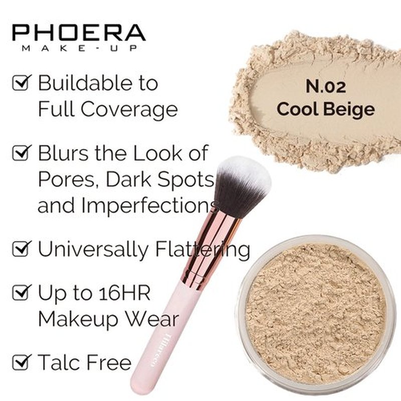 PHOERA Foundation, Full Coverage Foundation, PHOERA Primer, PHOERA Powder, PHOERA Makeup Set, Kabuki Makeup Brushes Foundation Brush Powder Brush,2 Pcs Makeup Sponge (102 Nude + 103 Warm peach)