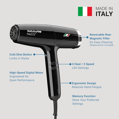 BaBylissPRO® Nano Titanium™ Hair Dryer - High-Speed 2000 Watts with Ionic Technology