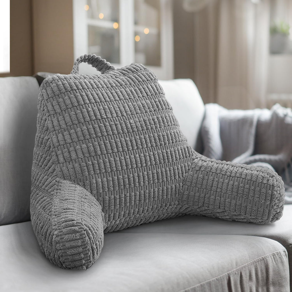 MIJIMO Reading Pillows for Sitting in Bed Adult, Back Rest Pillow for Sitting Up in Bed and Couch, Back Support Chair Pillow Support for Adult Backrest Pillows for Reading (Dark Grey)
