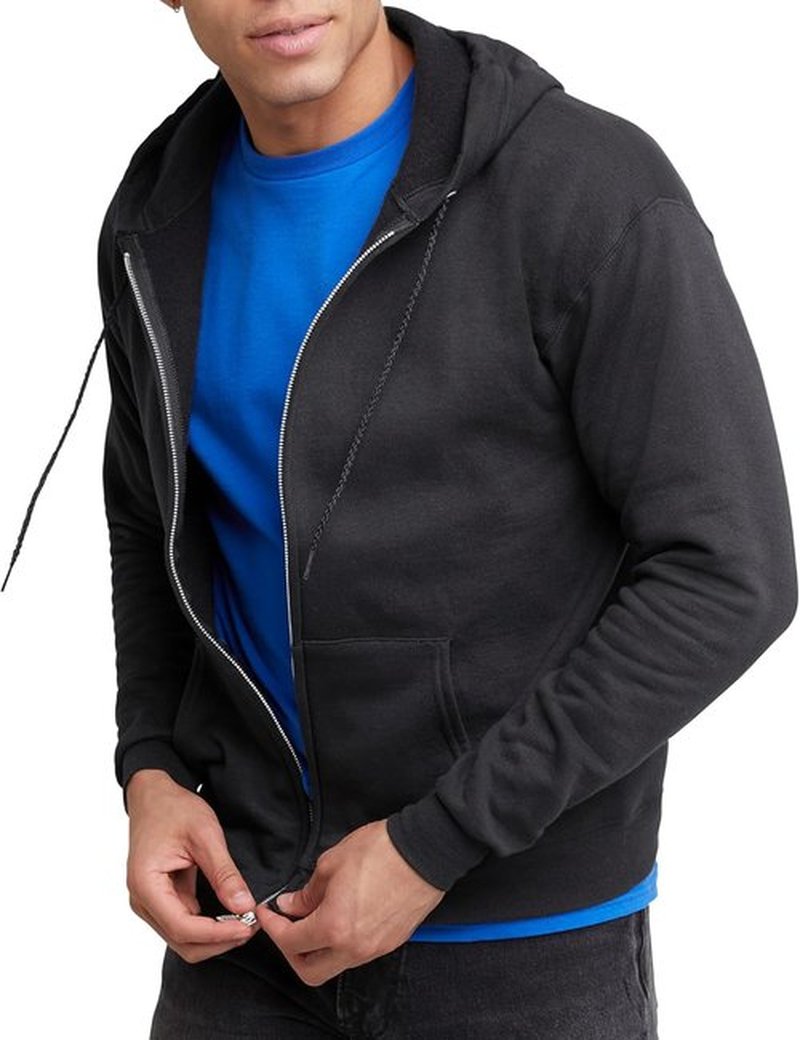 Hanes Men's Zip-Up Hoodie - EcoSmart Fleece Full-Zip Sweatshirt for Comfort & Style