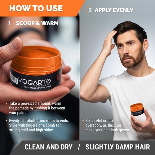 Regine Switzerland Hair Styling Pomade - Strong Hold, Medium Shine, Water-Based, 3.52 oz