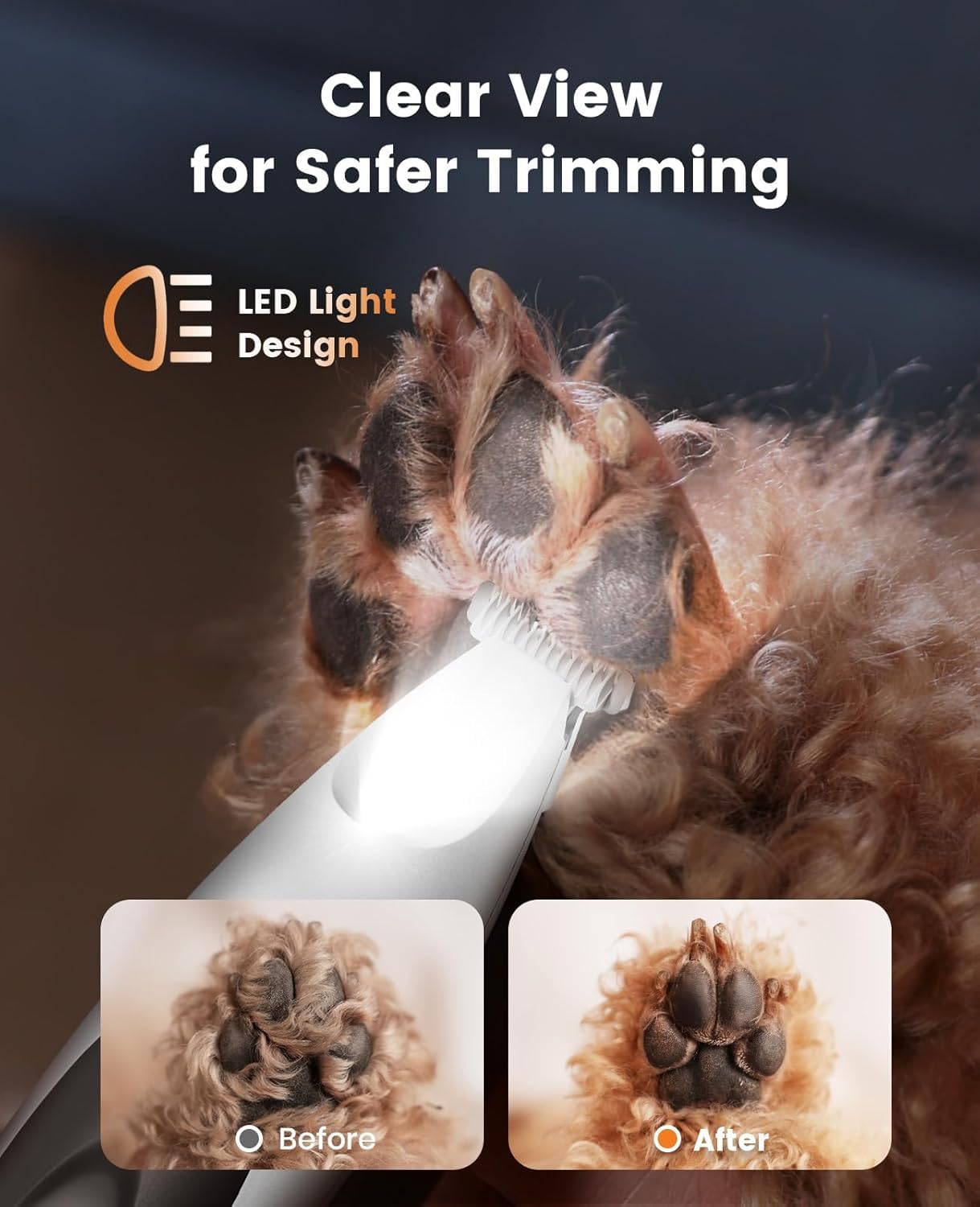 oneisall 2 in 1 Dog Nail Grinder & Paw Trimmer Kit, 2 LED Lights
