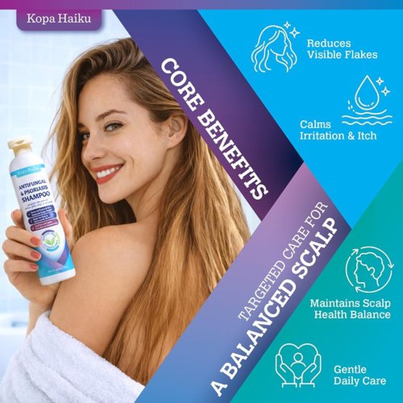 Psoriasis & Seborrheic Dermatitis Antifungal Shampoo: Folliculitis Shampoo, Anti-Dandruff Cleanser for Scalp Acne, Itchy, Redness-Prone Scalp – with Salicylic Acid, Rice Water & Rosemary Oil 9.47 FLOZ