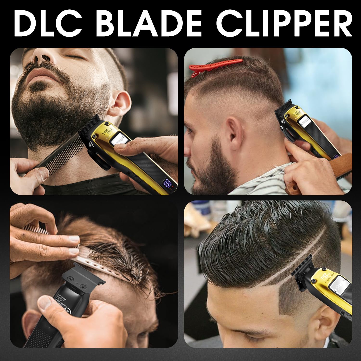 DSP Professional Beard Trimmer for Men, Cordless Trimmer Barber, BLDC Motor & DLC Coated Blade, Bald Head Clipper for Men