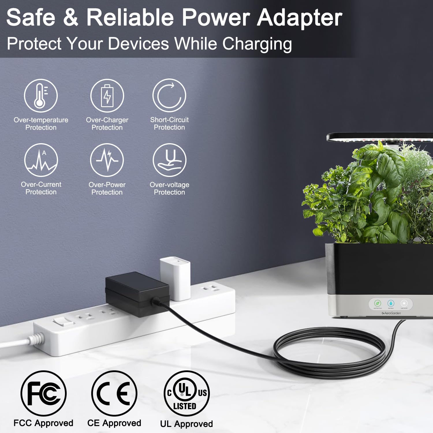 12V AC Adapter Compatible with AeroGarden Harvest Elite Slim 360 100690 100691 100692 100693 100694 100695 6WWPC01 Indoor Garden LED Grow Light 810705139925 901104-1200 Power Supply Cord Cable Plug