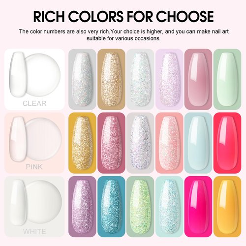 COSCELIA Acrylic Nail Kit with Everything, Professional Acrylic Powder Glitter Decoration Powder Extension Nails Art Kit Rhinestones Manicure