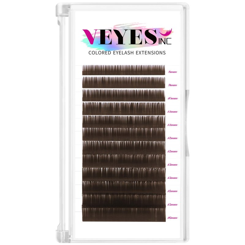 VEYES INC Colored Lash Extensions 03 05 07 15 C/D Curl 8-16mm Mixed Length Tray, Premium Individual Silk Eyelashes, Professional Supplies for Lash Techs (Dark Latte Brown 0.05 CC 8-16mm)