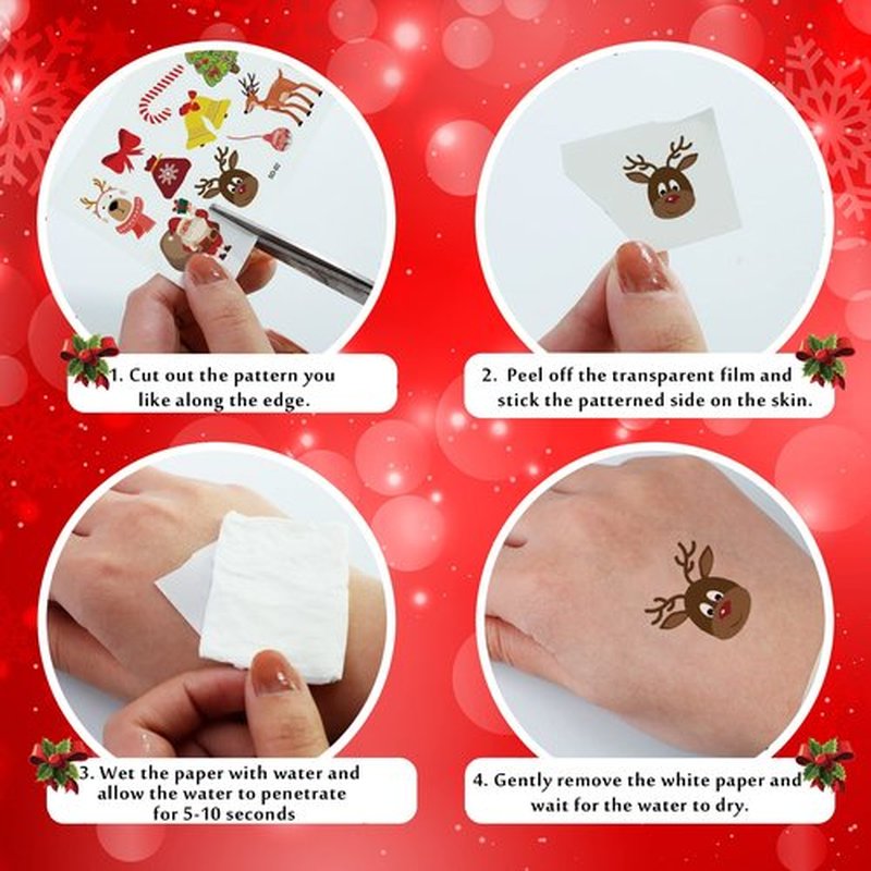 Apeso Christmas Temporary Tattoos for Kids, 24 Sheets Fake Cute Tattoo Stickers Waterproof for Body Face, Birthday Christmas Party Favors Supplies Stocking Stuffers Gifts for Boys Girls