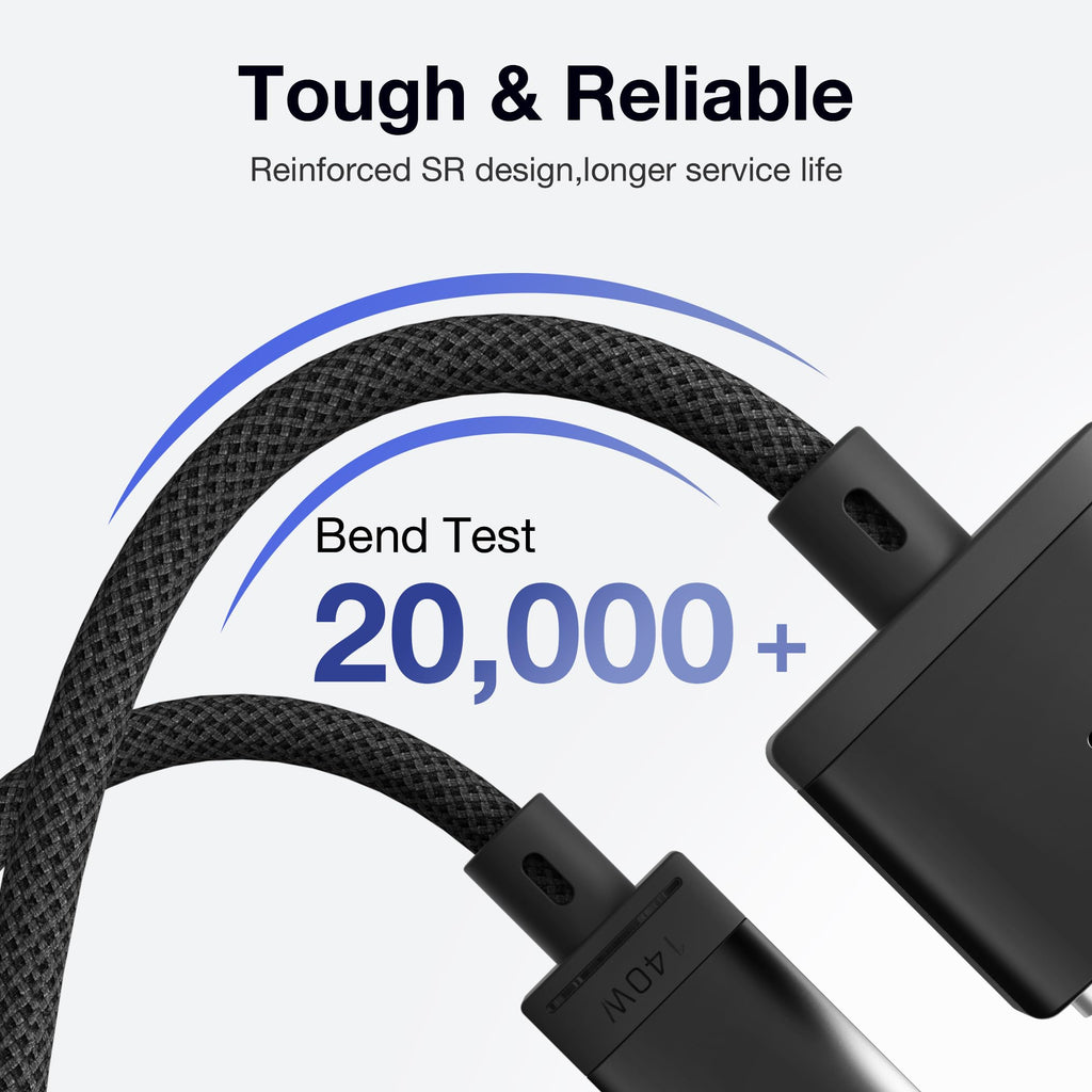 Hugener Magnetic 3 Cable USB-C 6.6FT Compatible with M5/M4/M3/M2 MacBook Air Pro Charger, 140W Cable for MacBook Air (13"/15" 2026/2025/2024/2023/2022), Pro (16"/14" 2026/2025/2024/2023/2021), Black