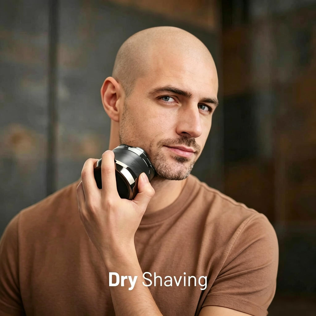 YINICARE® 7D Head Shaver for Bald Men with 2 Magnetic Replacement Floating Heads Waterproof Wet & Dry Electric Rotary Razor Close Smooth Shave, Long Battery Life, LED Display & Type-C Fast Charging