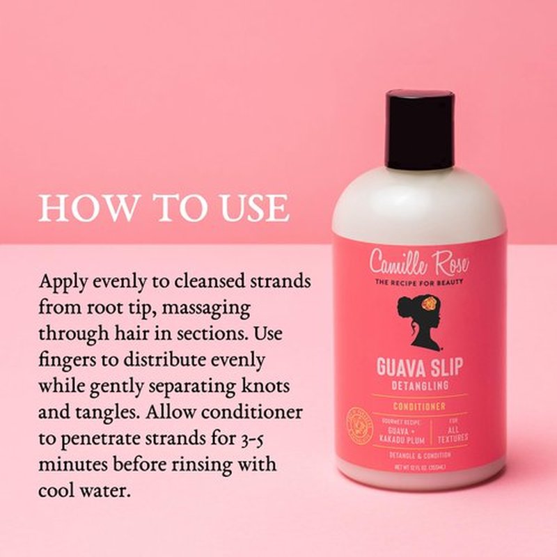 Camille Rose Guava Slip Detangling Conditioner, with Guava, Kakadu Plum and Soursop to Detangle, Condition and Revive, for All Hair Textures, 12 fl oz
