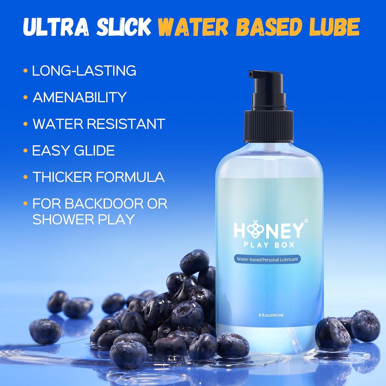 Water Based Lube - 8 Fl Oz Personal Lubricant for Men, Women & Couples | Flavorless, Non-Sticky & Easy to Clean