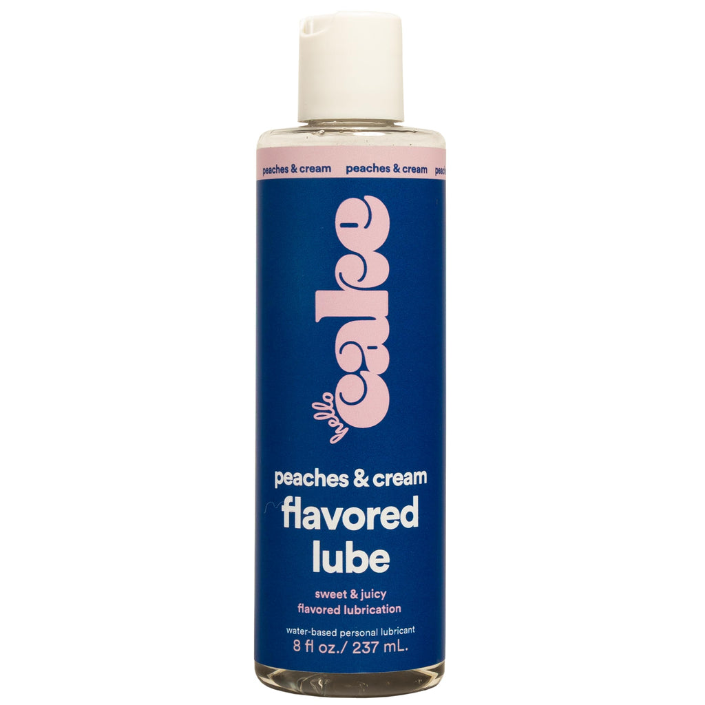 Hello Cake Peaches & Cream Flavored Lube - Water-Based Personal Lubricant - Vegan, Sugar-Free, Gluten-Free - Easy Clean-Up - for Men, Women, and Couples, 8 fl oz