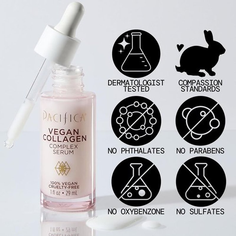Pacifica Vegan Collagen Complex Face Serum - Anti-Aging Hydration with Hyaluronic Acid | Plumping & Firming for Fine Lines