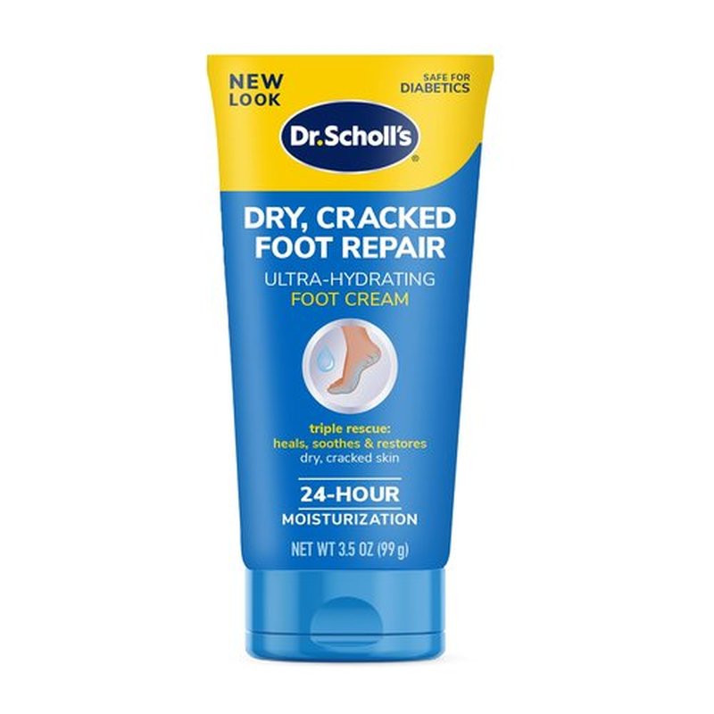 Dr. Scholl's Rough, Dry Foot Renewal Ultra Overnight Treatment with 3oz Foot Cream, Heel Sleeve Socks Dry, Cracked Foot Repair Ultra-Hydrating 3.5oz Foot Cream