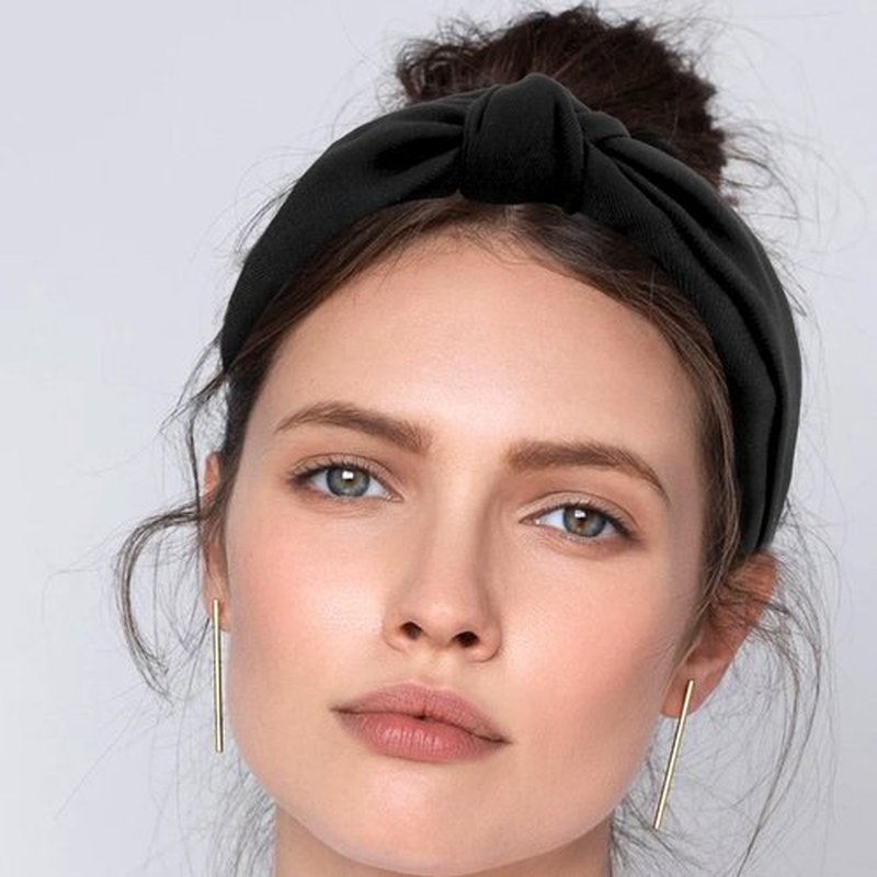 Amariver Black Headbands for Women Wide Knotted Headband Top Knot Hair Band Non-slip Head Band Soft Fashion Accessories for Women Girls