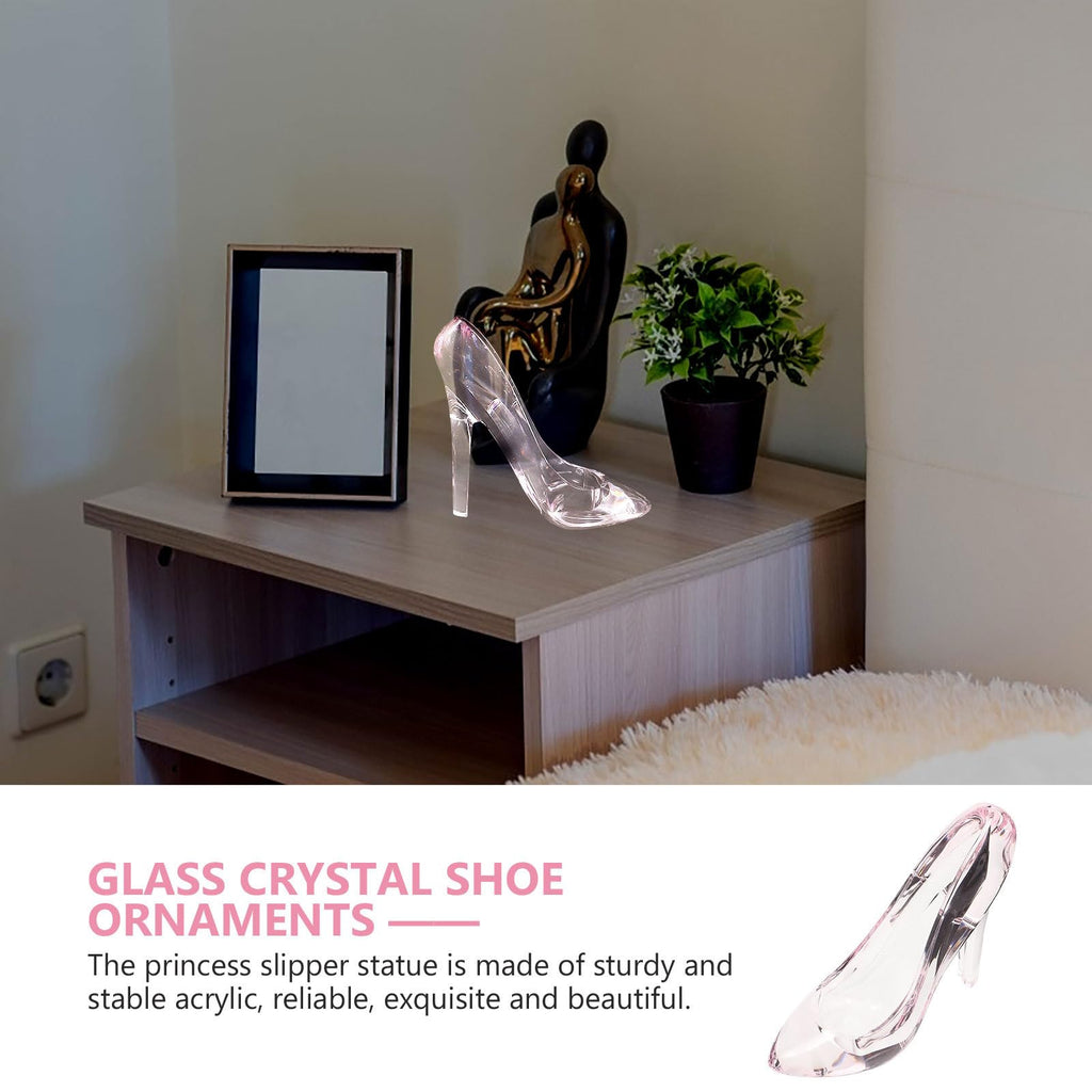 4pcs Princess High Heel Shoe Statue Wedding Heels Table Decorations Clear Christmas Ornaments Princess Inspired Crystal High Heel Collectible Mini Princess Shoes Glass Acrylic