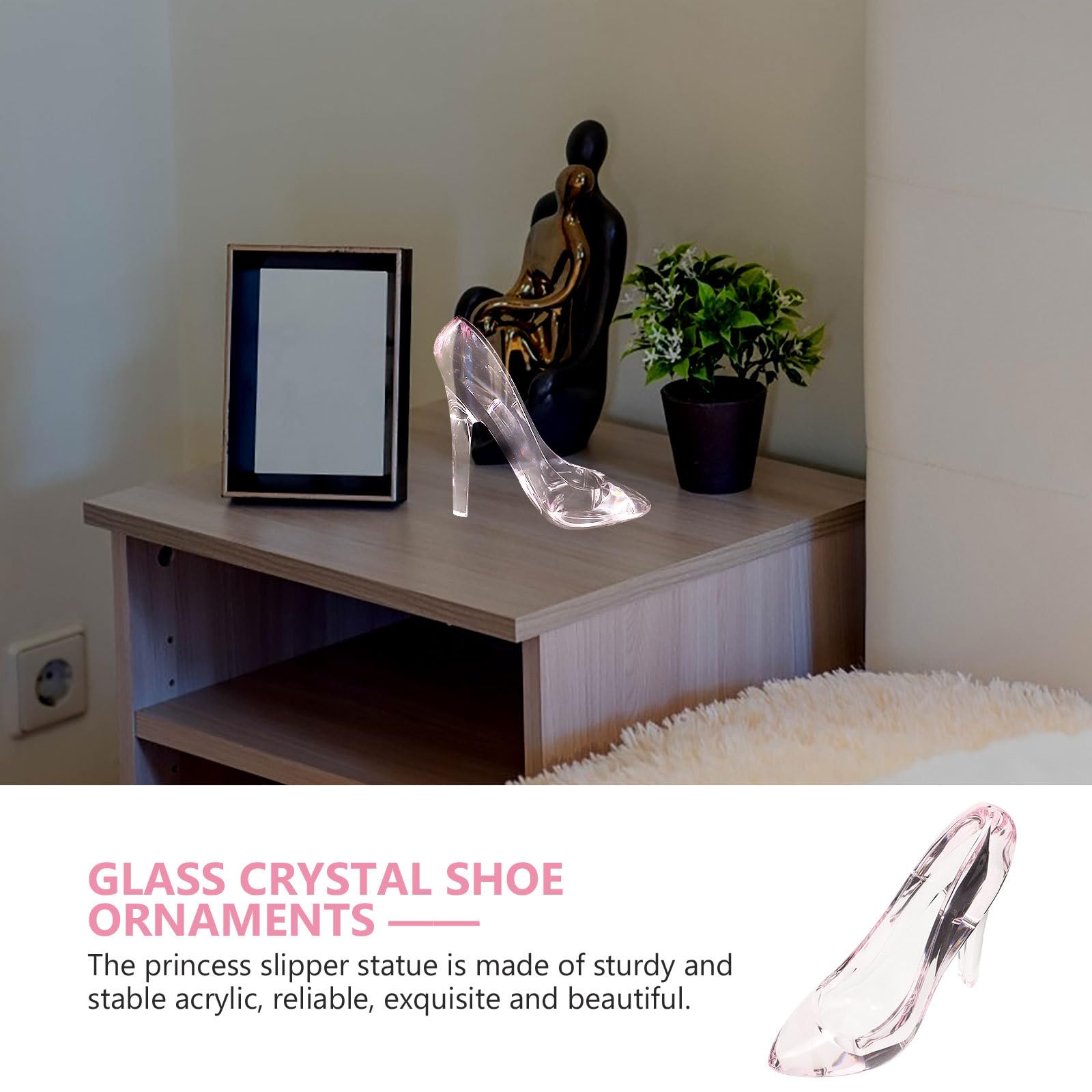 4pcs Princess High Heel Shoe Statue Wedding Heels Table Decorations Clear Christmas Ornaments Princess Inspired Crystal High Heel Collectible Mini Princess Shoes Glass Acrylic