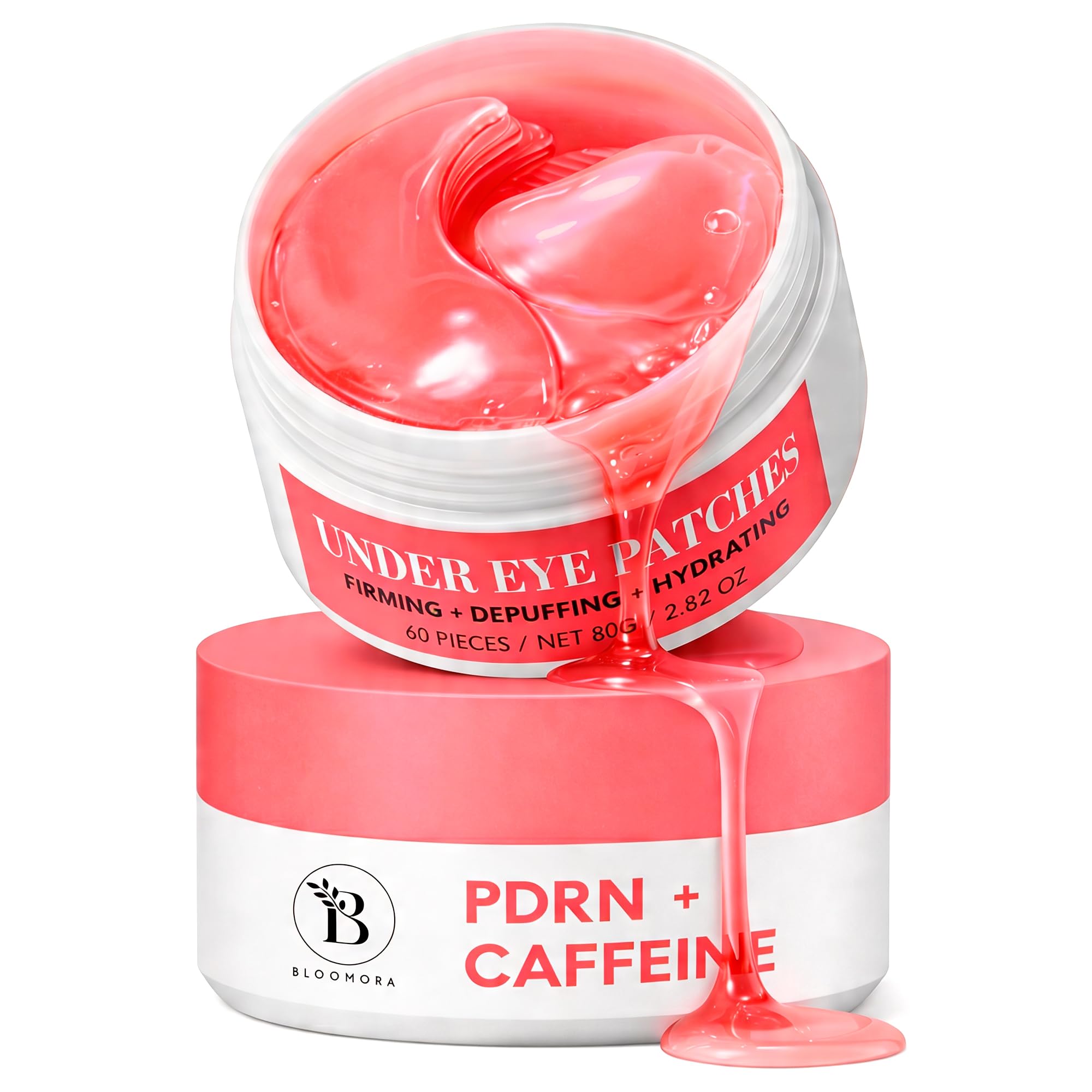 BLOOMORA PDRN, Caffeine & Collagen Under Eye Patches (30 Pairs), Under Eye Mask for Puffy Eyes, Appearance of Dark Circles, Smoothing & Hydration, Self Care & Skincare Gifts for Women, Patch Yeux