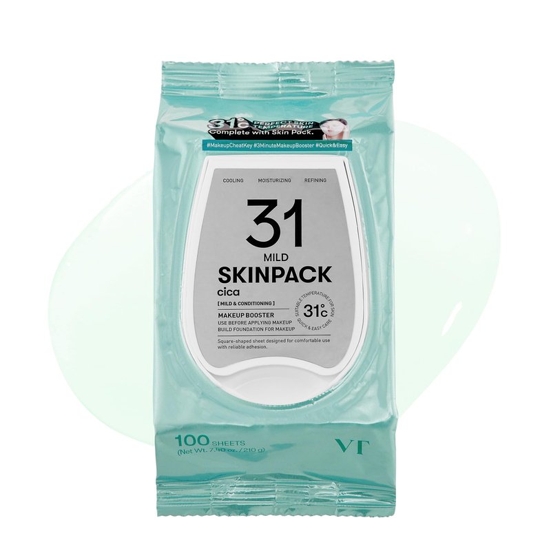 VT COSMETICS Mild Skin Pack (100 Sheets), Toner Pads with Centella Asiatica, Cooling & Hydrating, Gently Exfoliating, Calming & Soothing, Quick Makeup Prep, Korean Skincare (7.40 oz.)