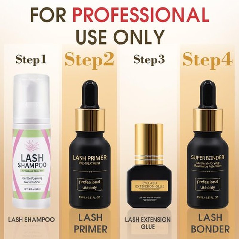 Miuffue Lash Bonder and Primer Kit for Eyelash Extensions, Glue Accelerator Lash Sealant, Eyelash Extension Primer Protein Oil Remover, Adhesive Makeup Tools for Professional Use (15ml+15ml)