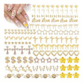 eswala Gold Nail Charms Bulk 150pcs 3D Nail Art Charms Kit, Nail Charms Butterfly Bow Cross Star Heart Flower Nail Charms and Gems Y2K,Metal Nail Rhinestone and Charms (Gold Nail Charms mix), Medium