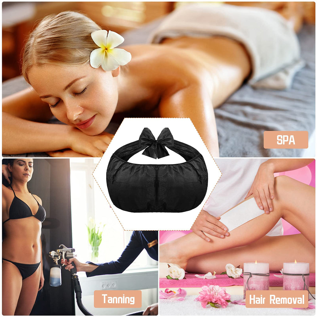 50 Pieces Disposable Bras for Spa Black Disposable Towel Bra Women's Sunless Spray Tanning Disposable Bras Top Underwear Brassieres Nonwoven