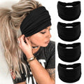 YONUF Wide Boho Headbands for Women Fashion Knotted Headband Yoga Workout Hair Accessories African Head Wrap Black 4 Pack
