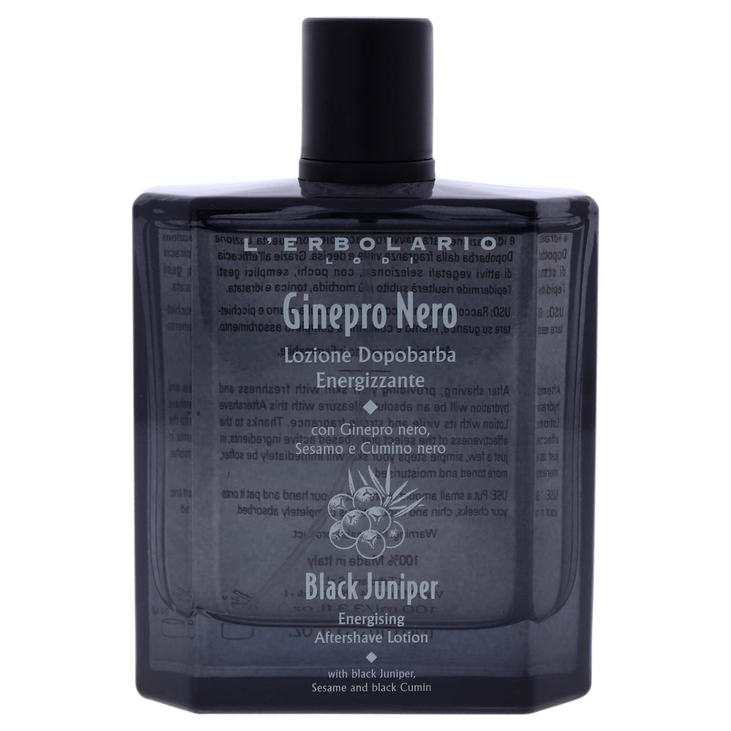 L'Erbolario Energizing After Shave Lotion - Hydrating Aftershave for Men for Soothed Face and Neck - Woody Post Shave Cream - Black Juniper - 3.3 oz