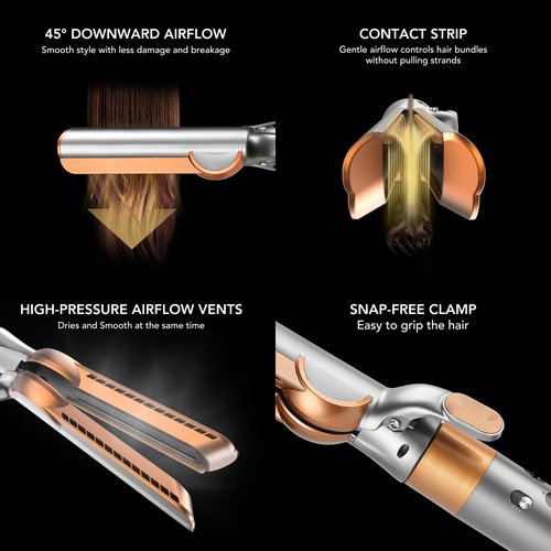 TOSAGE Airflow Attachment for Dyson Airwrap Styler, Straight Attachment No Hot Plates for Smooth Hair Style with Less Damage for Dyson Airwrap HS01 HS05 HS08 i.d. Copper