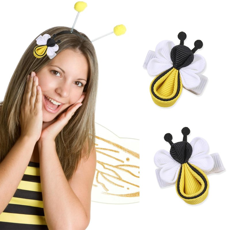 Yellow Hair Clip for Girls Cute Bee Hair Accessories Spring Hair Barrettes for Hair Styling Accessories Handmade Bee Hair Clips 2Pcs